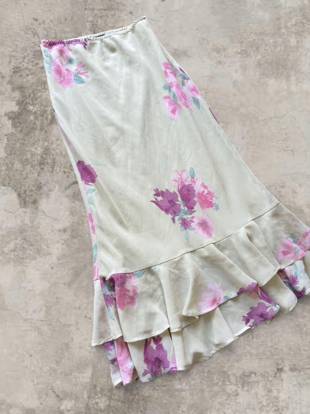 wild fable Cream Maxi Skirt with Pink and Purple Floral Print